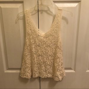 cream sheer lace tank